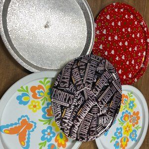 FIve (5) Vintage Aluminum Round Serving Trays 11"-12"